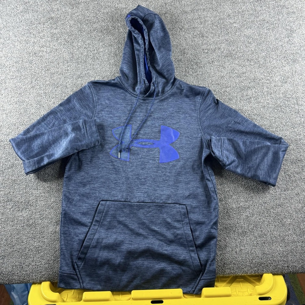Under‎ Armour Hoodie Mens S Blue ColdGear Fleece Pullover Logo Sweatshirt